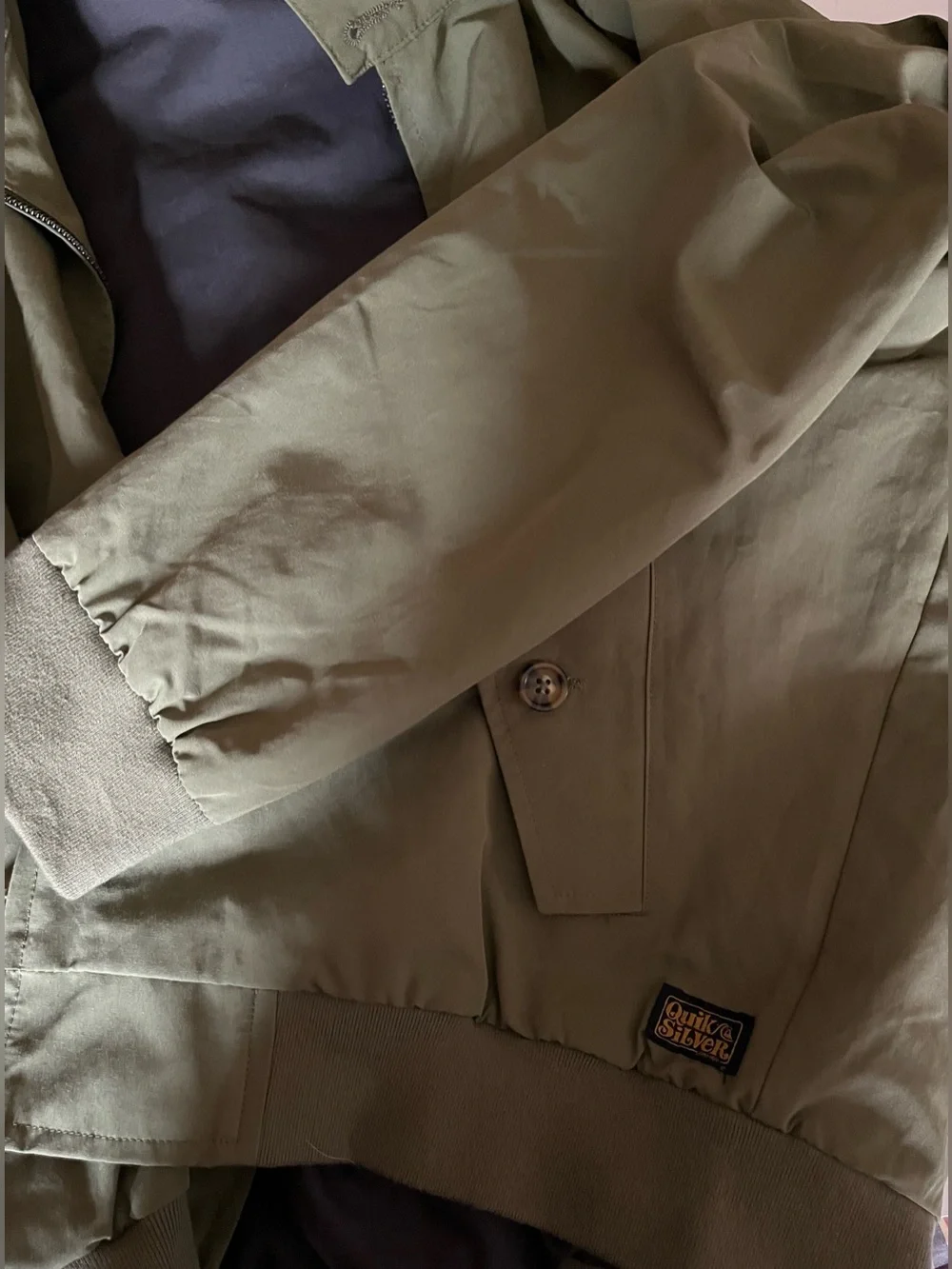 Men’s olive green Quiksilver cotton-blend Harrington jacket lightweight XL